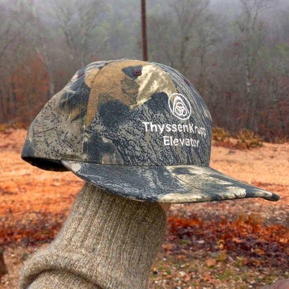 ThyssenKrupp elevators camo snap back adjustable size hat made in USA
